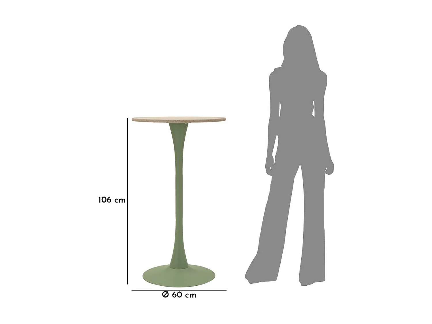 Tafel MF890, Groen, 60x60x106 cm, Epikasa