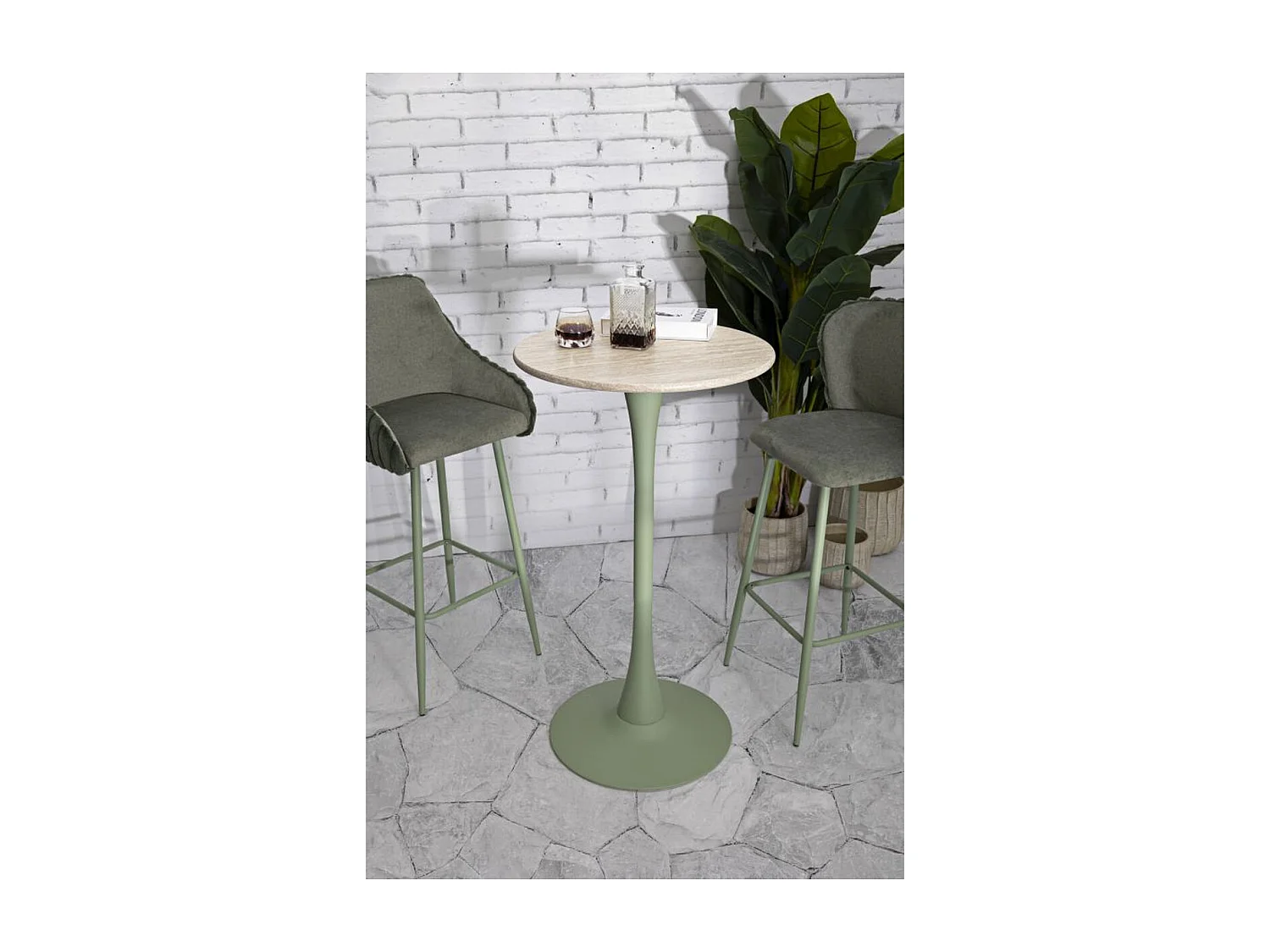 Stolik barowy MF890, Zielony, 60x60x106 cm, Seven Design