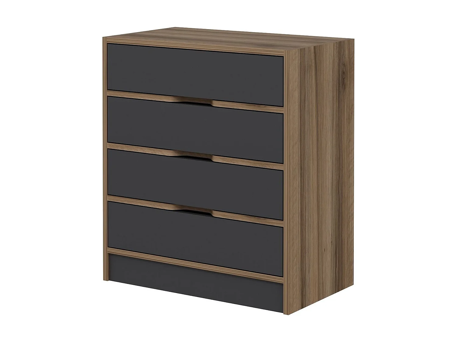 Cassettiera Kailua J101, Noce|Antracite, Con cassetti, Numero di cassetti: 4.00, 79x70cm