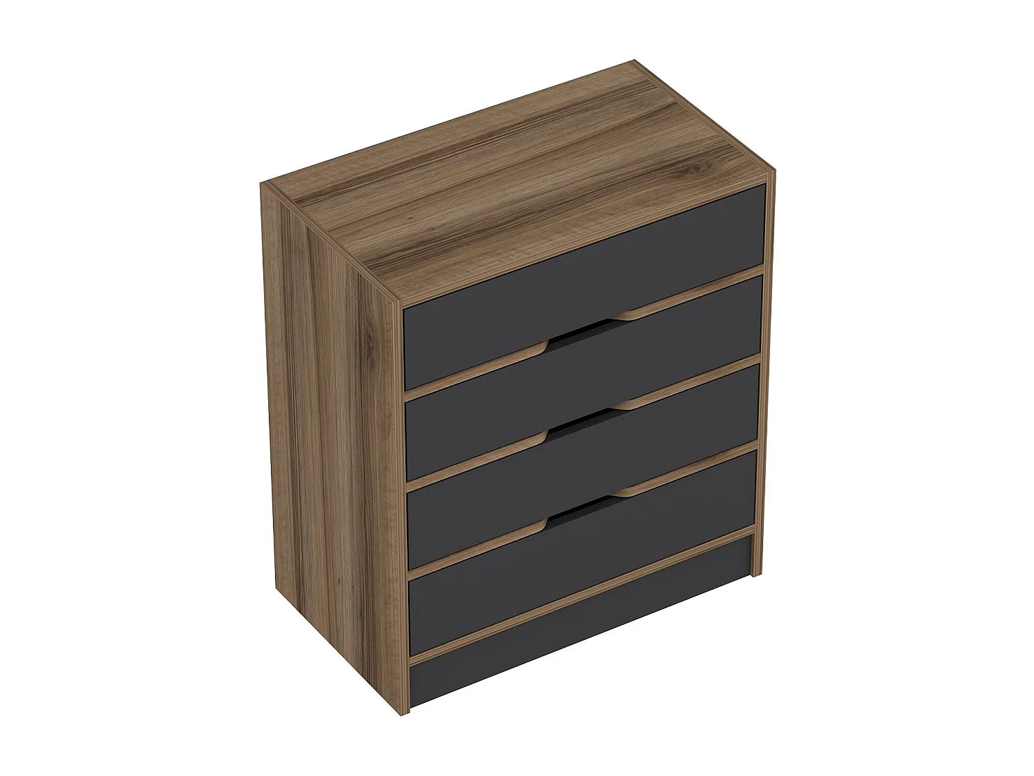 Cassettiera Kailua J101, Noce|Antracite, Con cassetti, Numero di cassetti: 4.00, 79x70cm