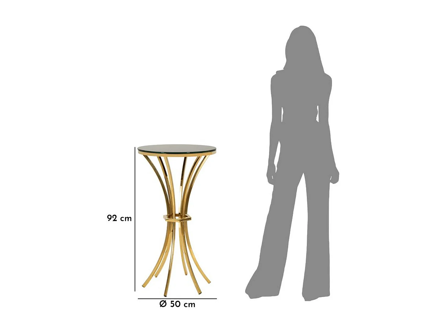 Table d'Appoint MF879, Or, 50x50x92 cm, Seven Design