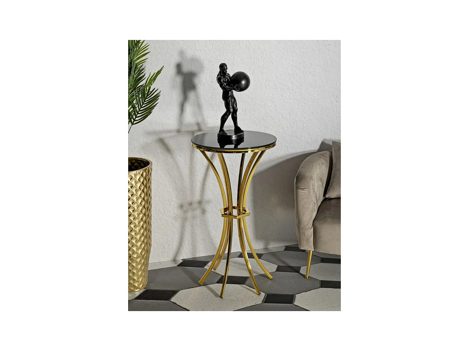 Stolik MF879, Złoto, 50x50x92 cm, Epikasa