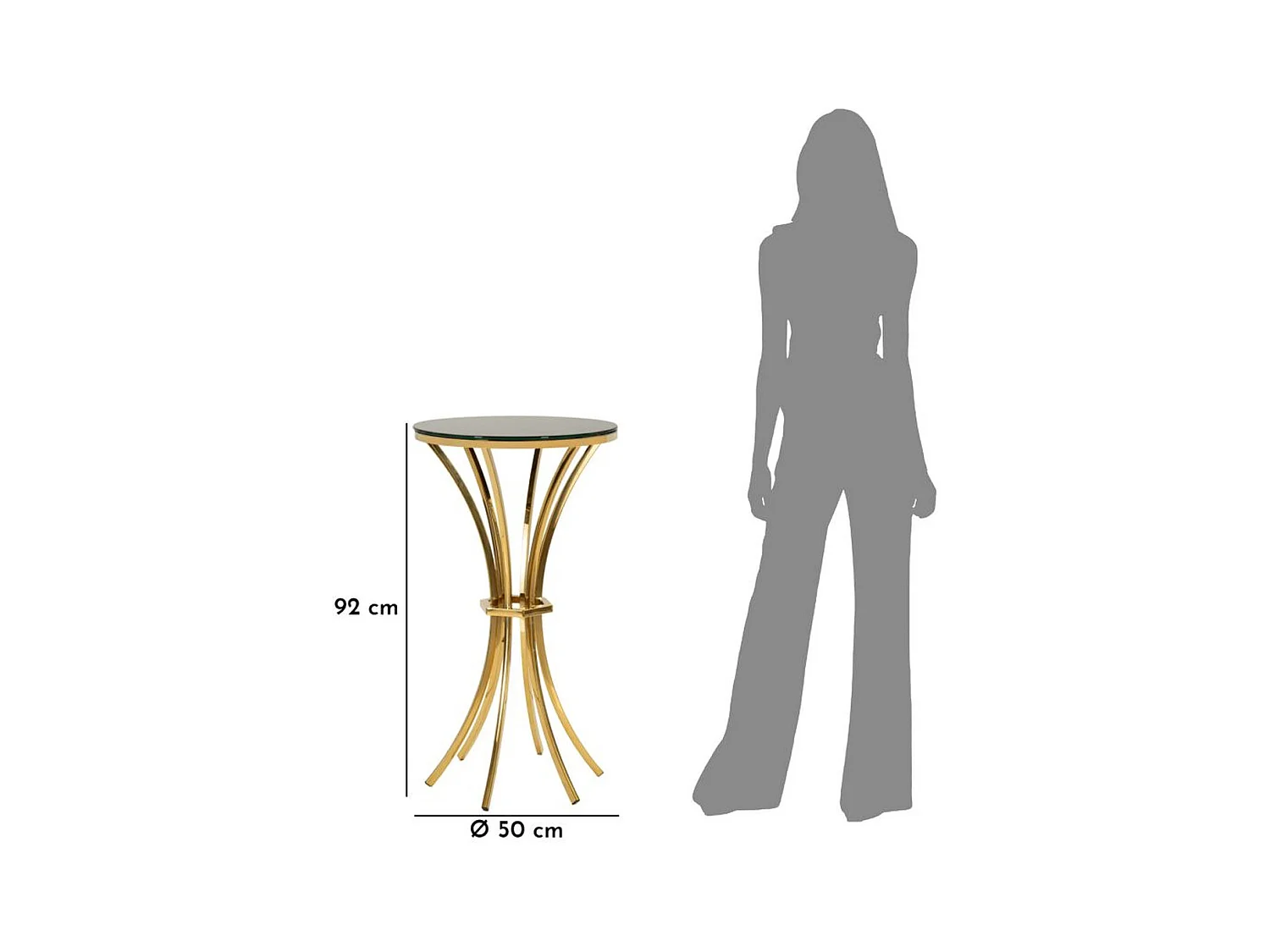 Stolik MF879, Złoto, 50x50x92 cm, Epikasa