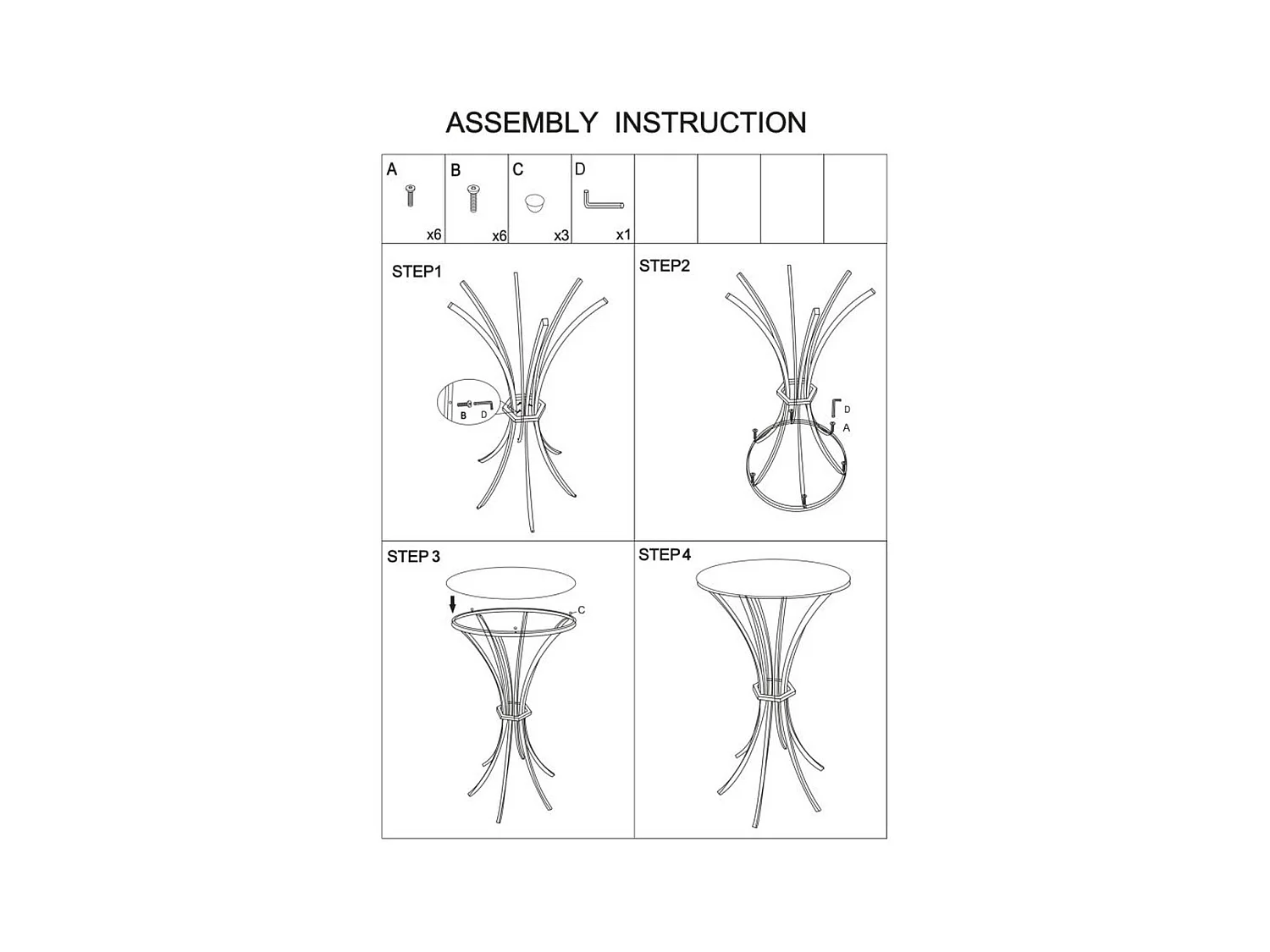 Stolik MF879, Złoto, 50x50x92 cm, Epikasa