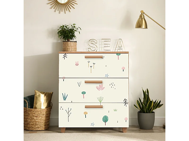 Cómoda Leva Gravis Jungle color pino atlántico blanco 80x43x95 cm