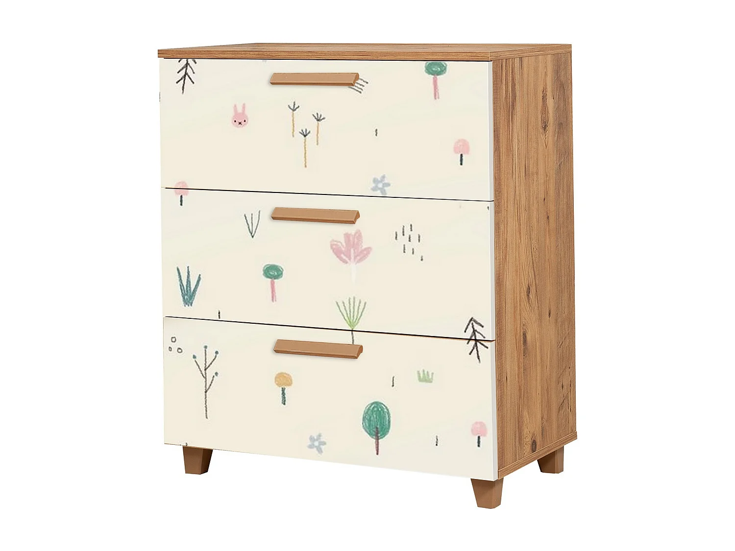 Cómoda Leva Gravis Jungle color pino atlántico blanco 80x43x95 cm