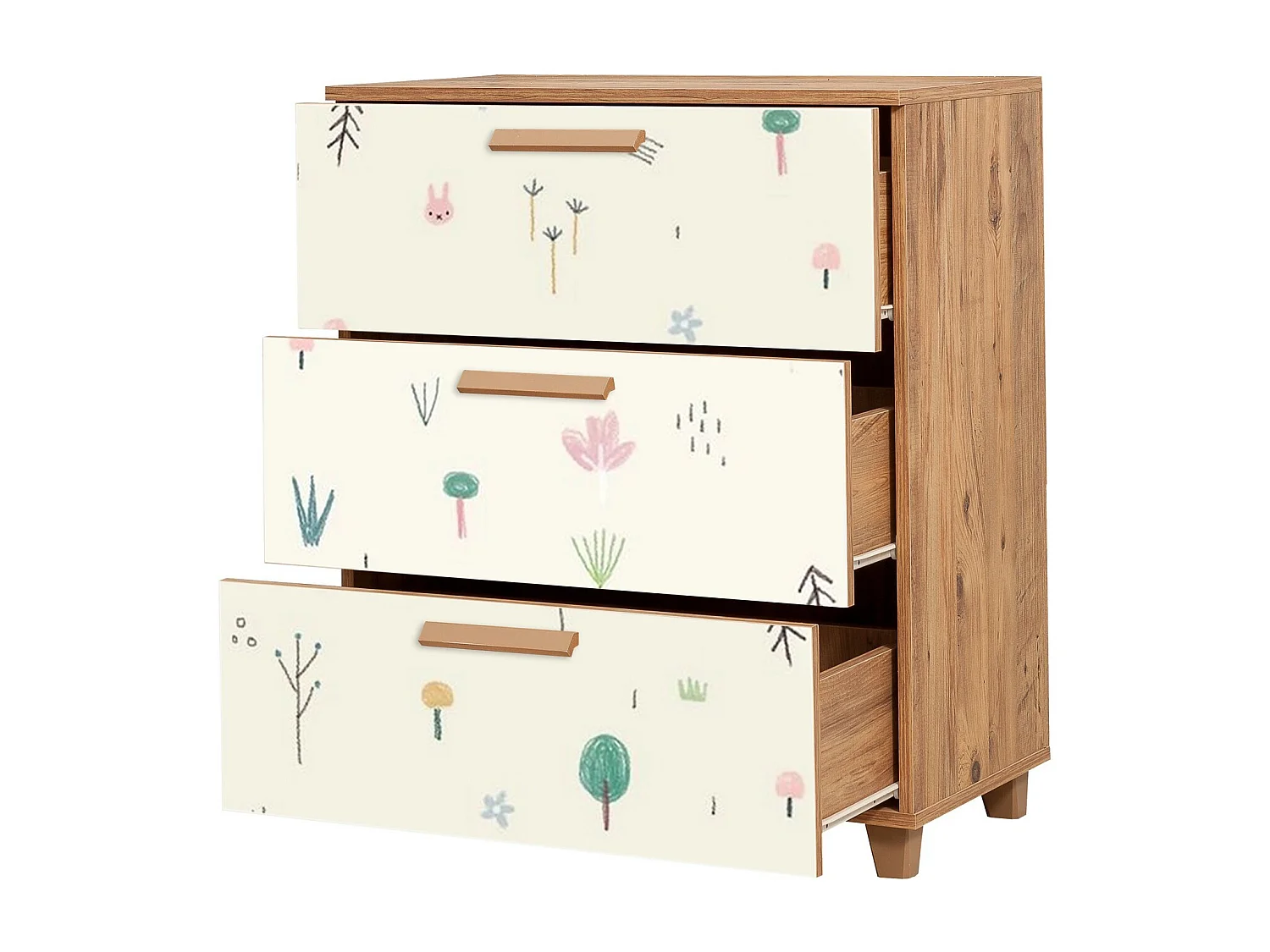 Cómoda Leva Gravis Jungle color pino atlántico blanco 80x43x95 cm