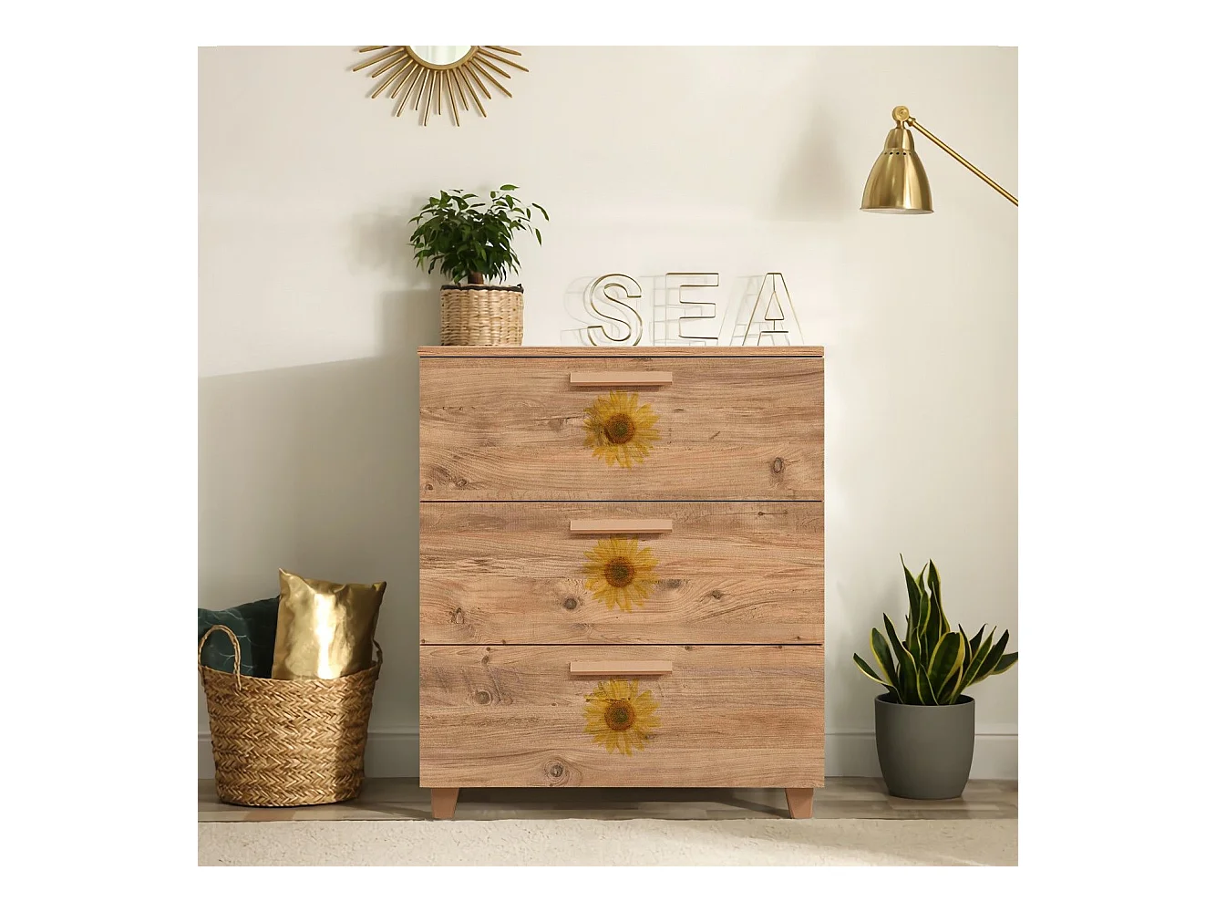 Cómoda Leva Gravis Seed color pino atlántico 80x43x95 cm