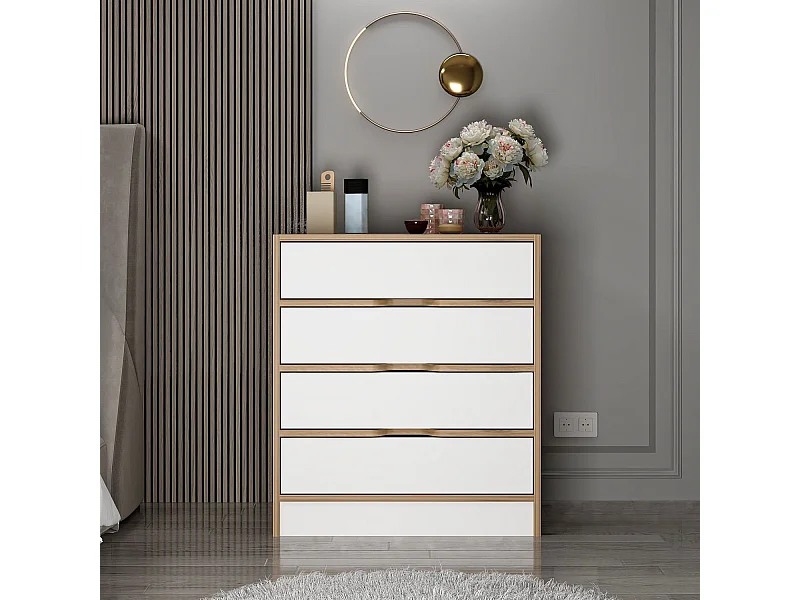 Cómoda Elina-8173 blanco color nogal 70x80x40 cm