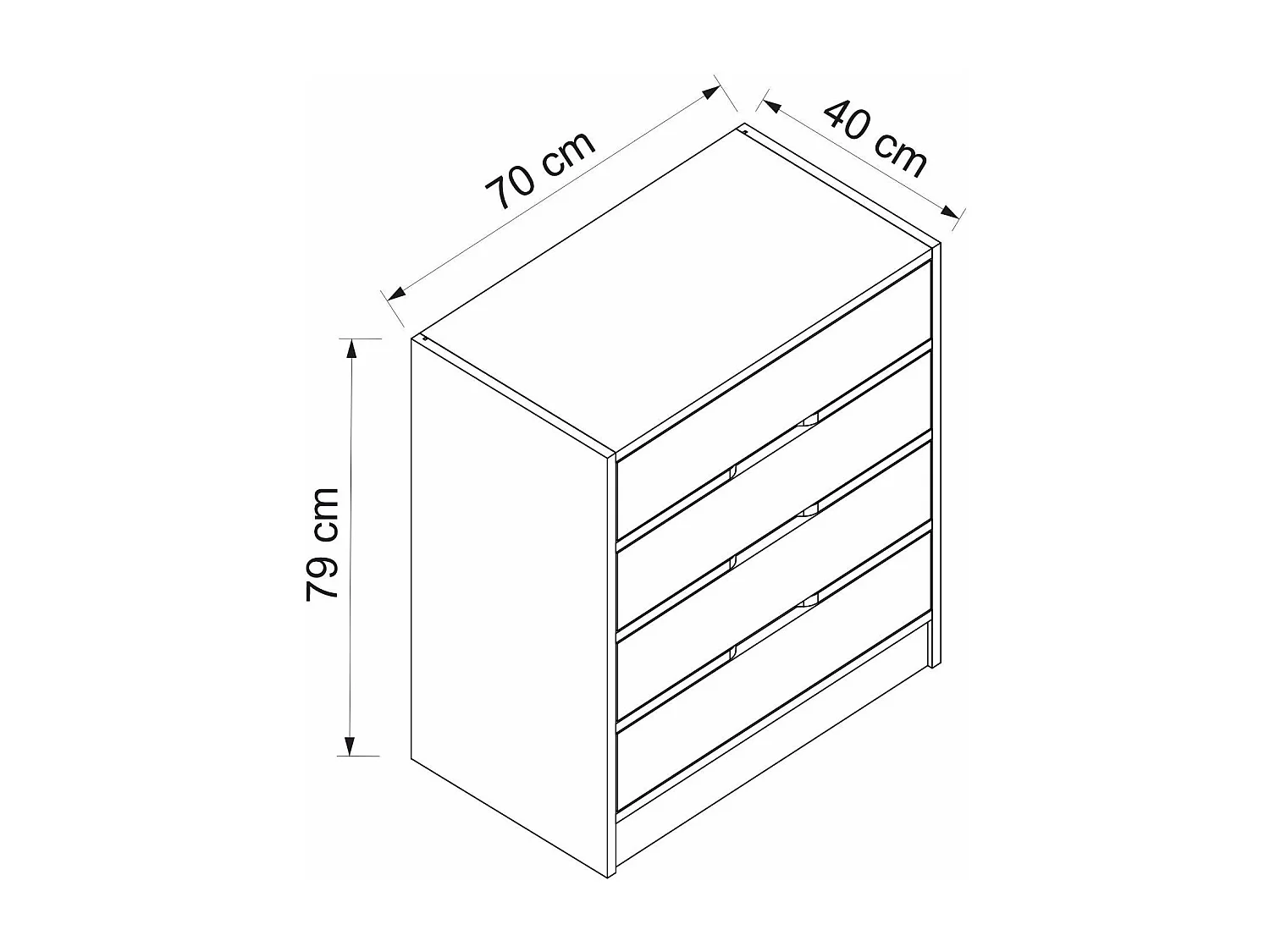Cassettiera Kailua J101, Noce|Bianco, Con cassetti, Numero di cassetti: 4.00, 79x70x40cm
