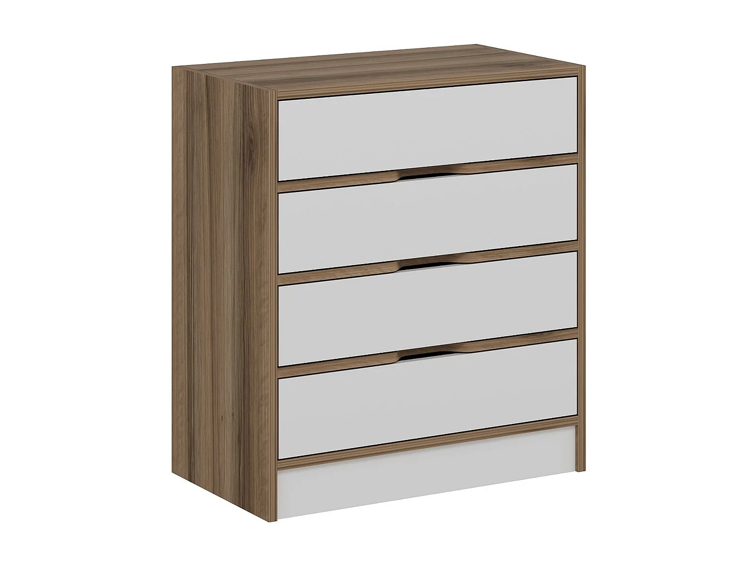 Cassettiera Kailua J101, Noce|Bianco, Con cassetti, Numero di cassetti: 4.00, 79x70x40cm