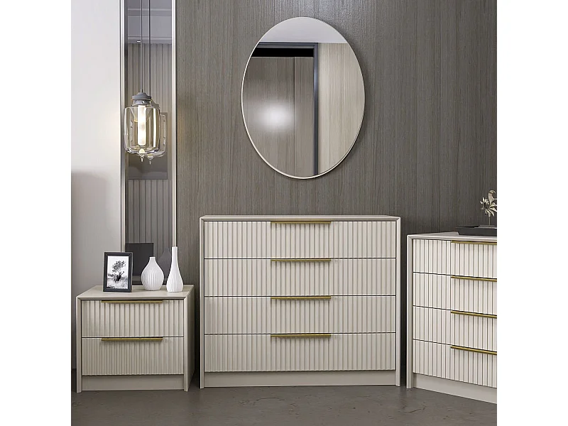 Cassettiera Kailua M102, Beige, Con cassetti, Numero di cassetti: 4.00, 85x100x45cm