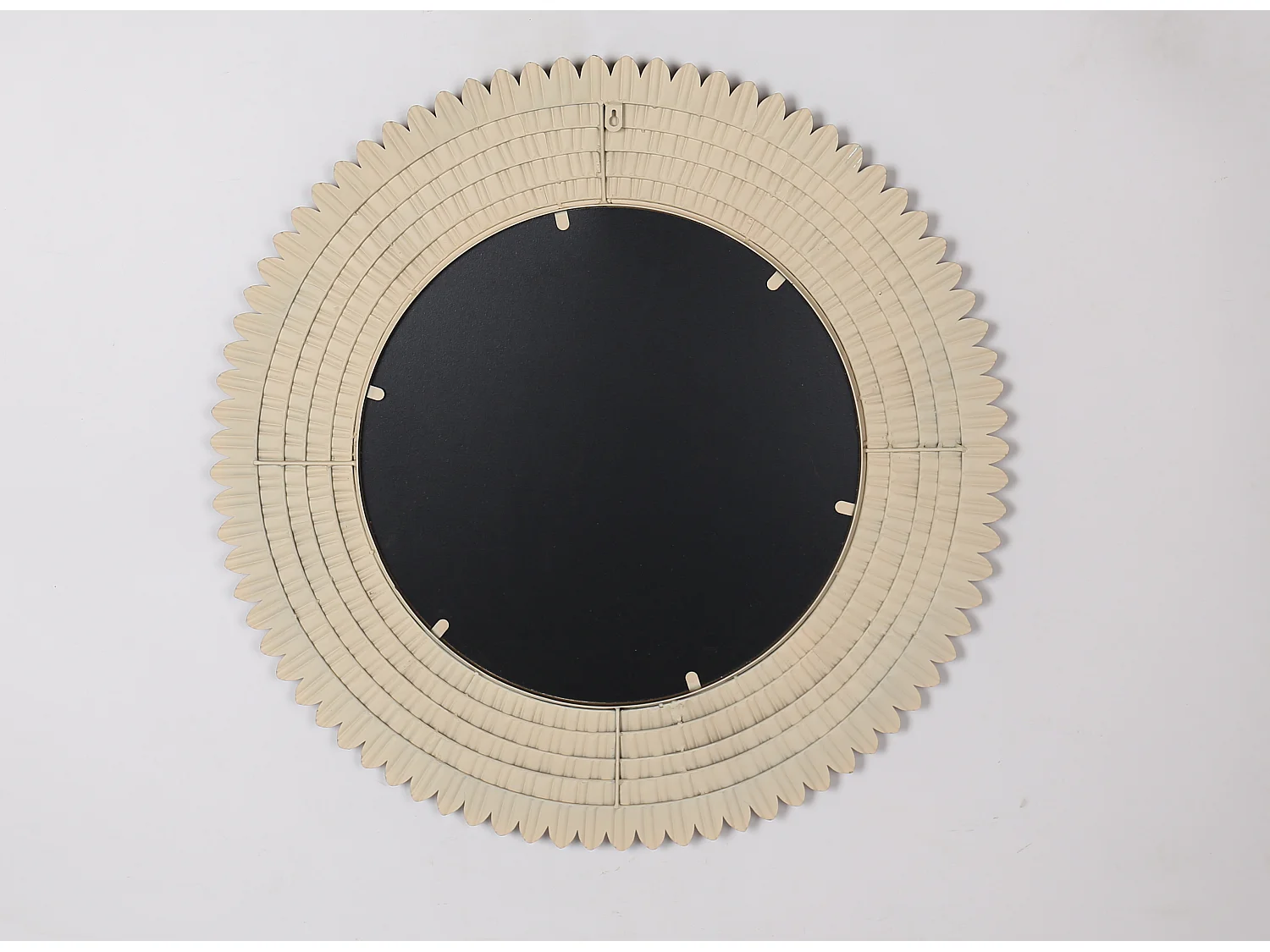 Miroir rond plumes métal 76cm Dore