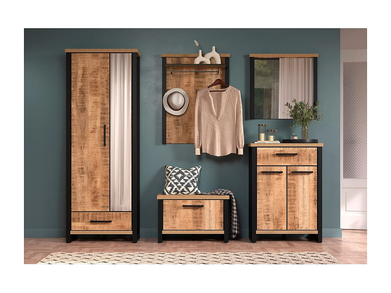 Espelho com Moldura Enna, Castanho, 73x7x69 cm, Epikasa