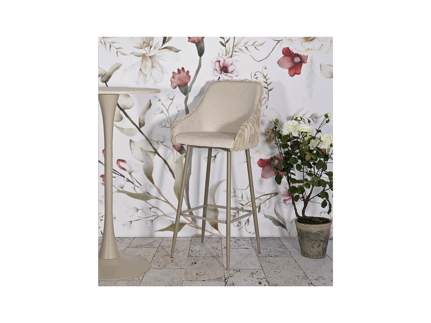 Zestaw 2 wysokich stołków MF881, Beżowy, 52x46x111 cm, Epikasa