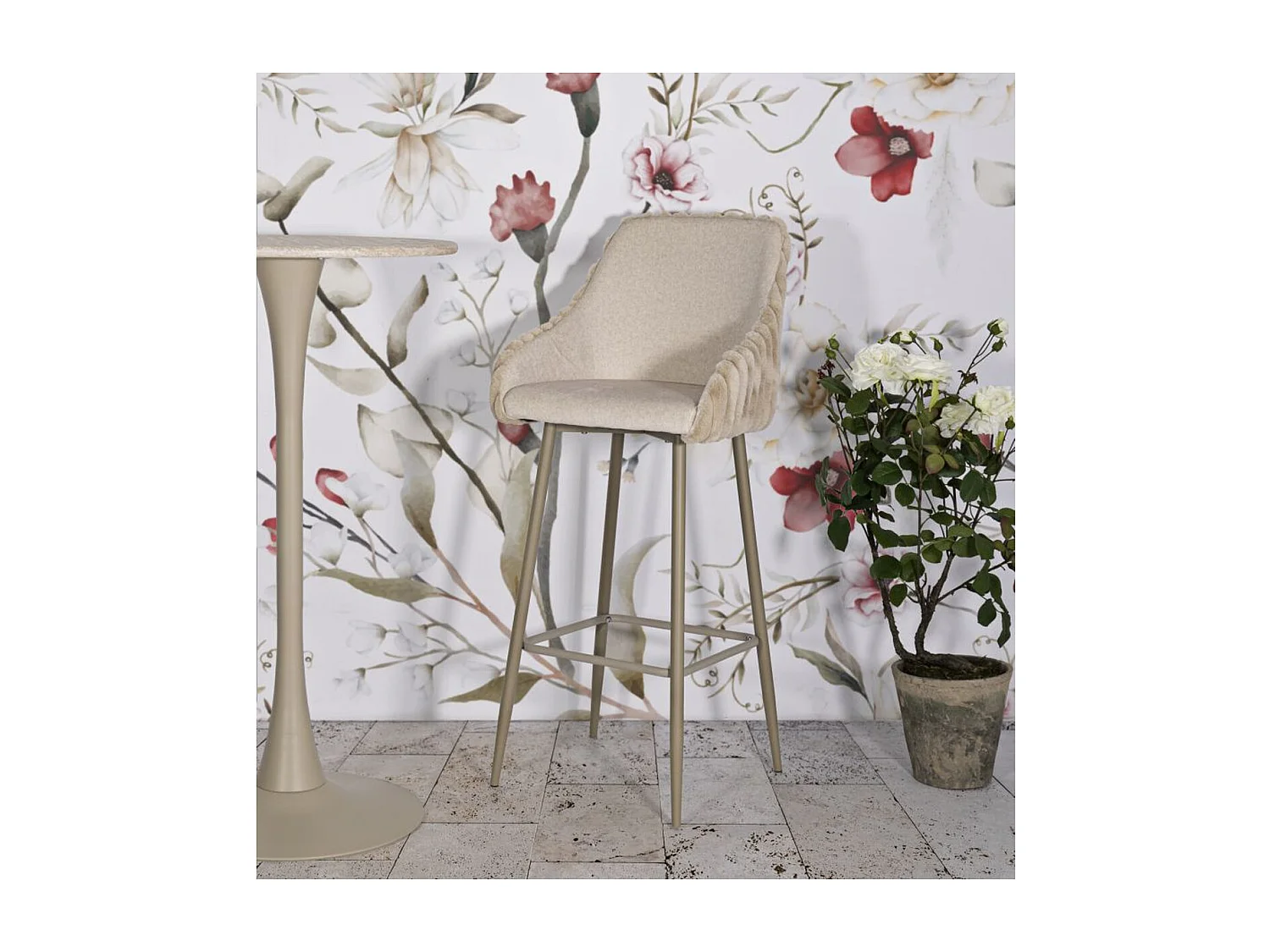 Zestaw 2 wysokich stołków MF881, Beżowy, 52x46x111 cm, Seven Design