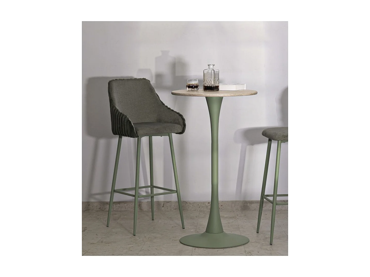 Zestaw 2 wysokich stołków MF882, Zielony, 52x46x111 cm, Seven Design