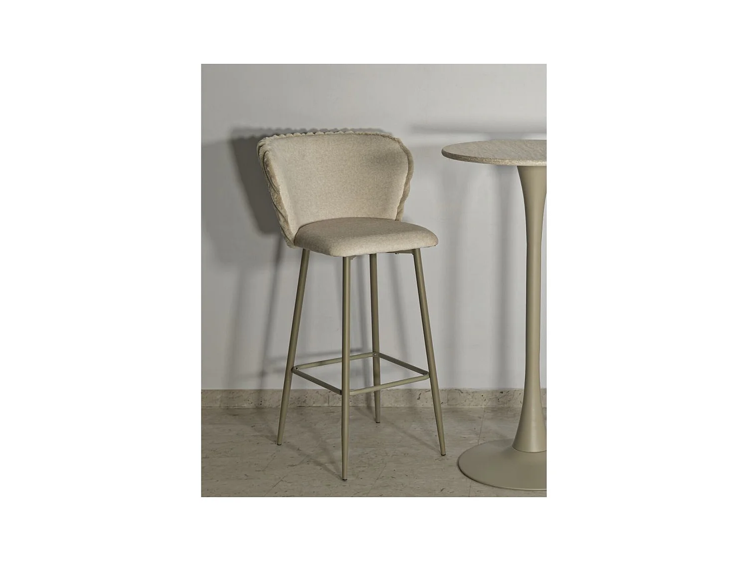 Zestaw 2 wysokich stołków MF883, Beżowy, 55x58x106 cm, Epikasa