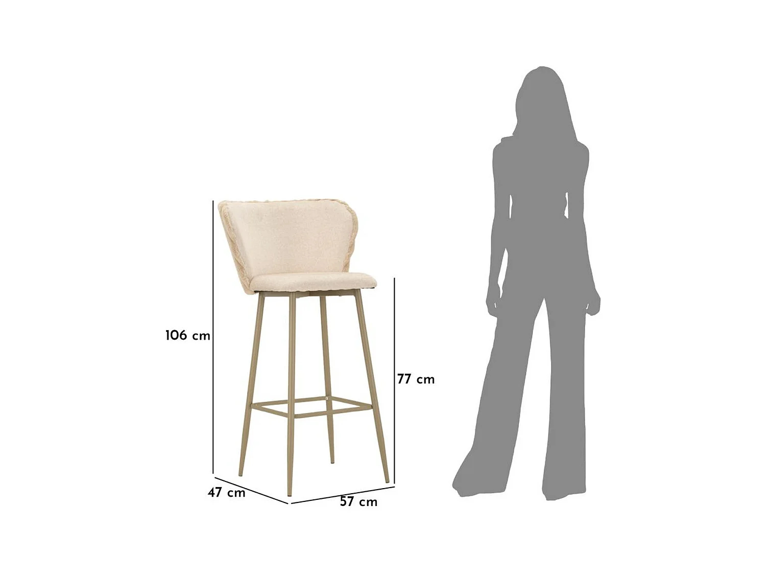 Zestaw 2 wysokich stołków MF883, Beżowy, 55x58x106 cm, Epikasa