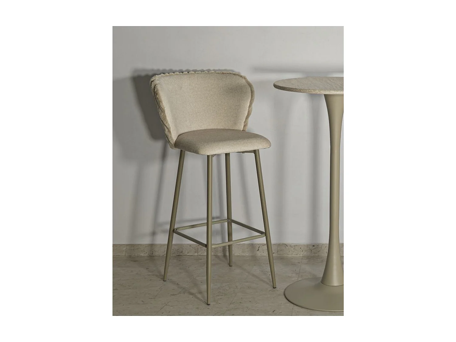 Lot de 2 Tabourets Hauts MF883, Beige, 55x58x106 cm, Seven Design