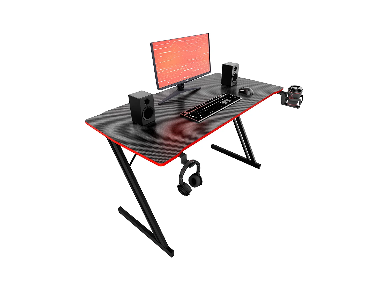 Spector - Escritorio gaming 120x60x76 cm con LED en MDF y metal negro