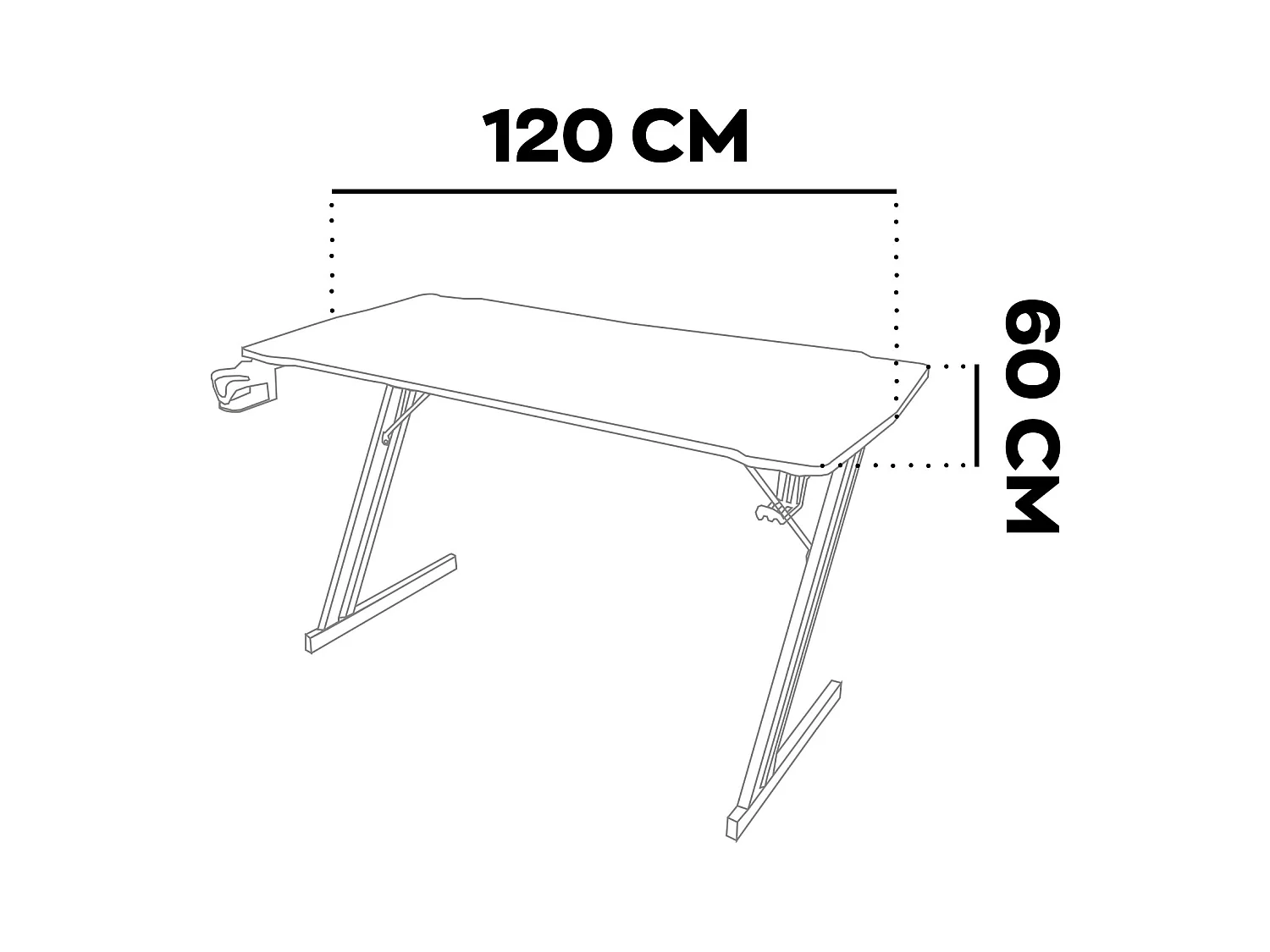 Spector - Escritorio gaming 120x60x76 cm con LED en MDF y metal negro