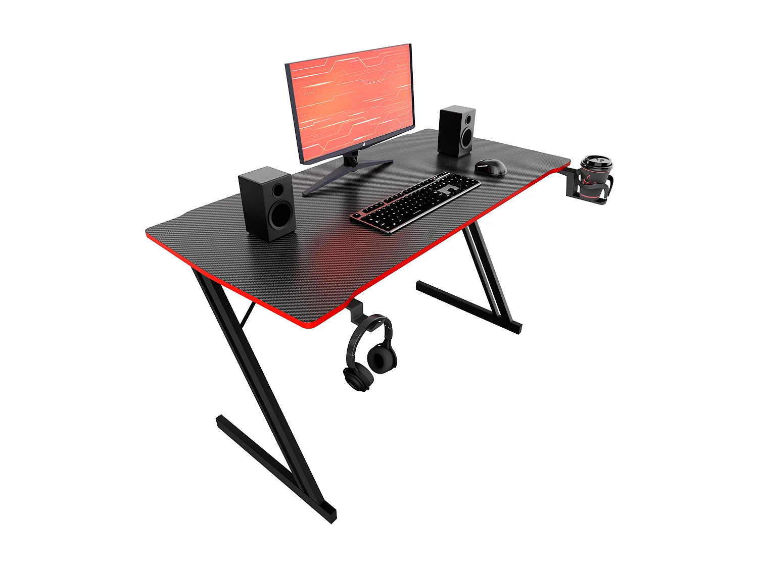 Spector - Bureau de gaming 120x60x76 cm avec LED en MDF et métal noir