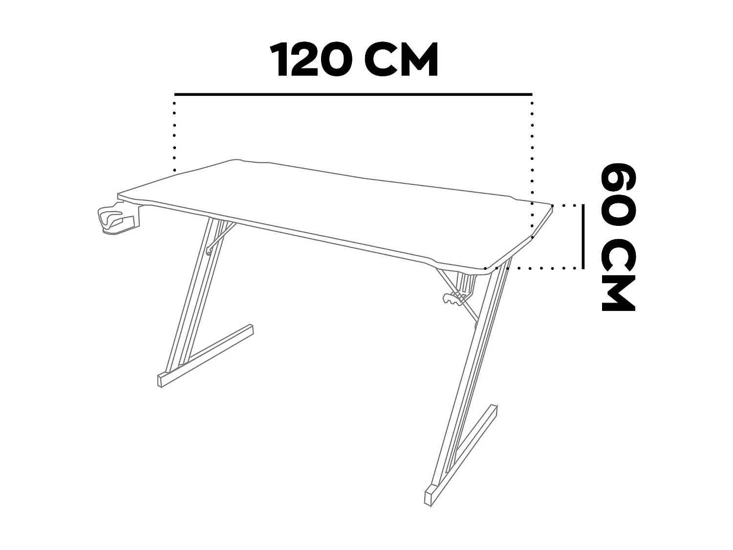 Spector - Bureau de gaming 120x60x76 cm avec LED en MDF et métal noir