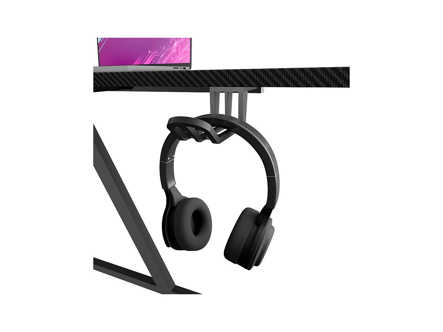 Shigeru - Escritorio Gaming Esquinero 140x99x76 cm con LED en MDF y Metal Negro