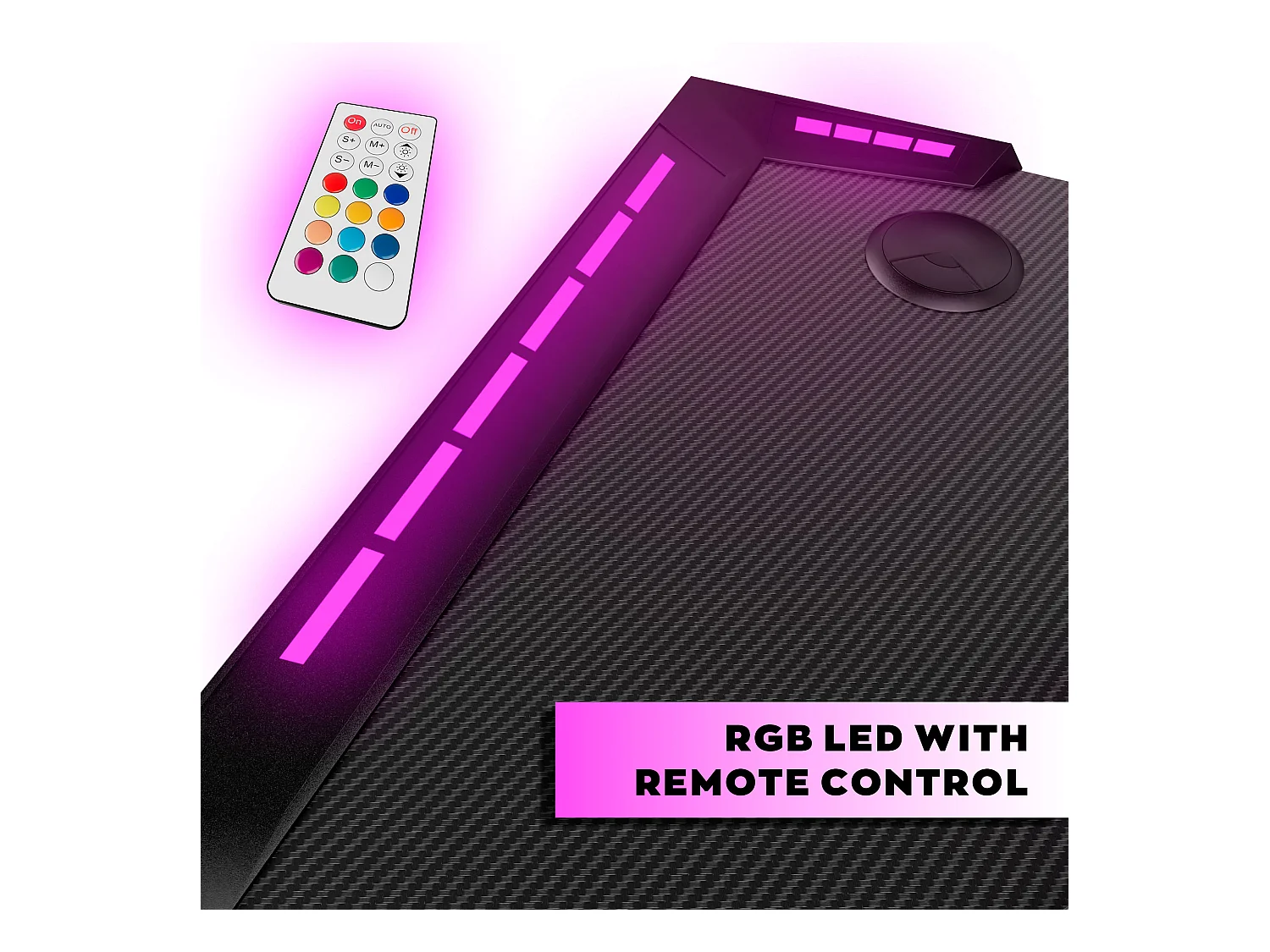 Shigeru - Escritorio Gaming Esquinero 140x99x76 cm con LED en MDF y Metal Negro