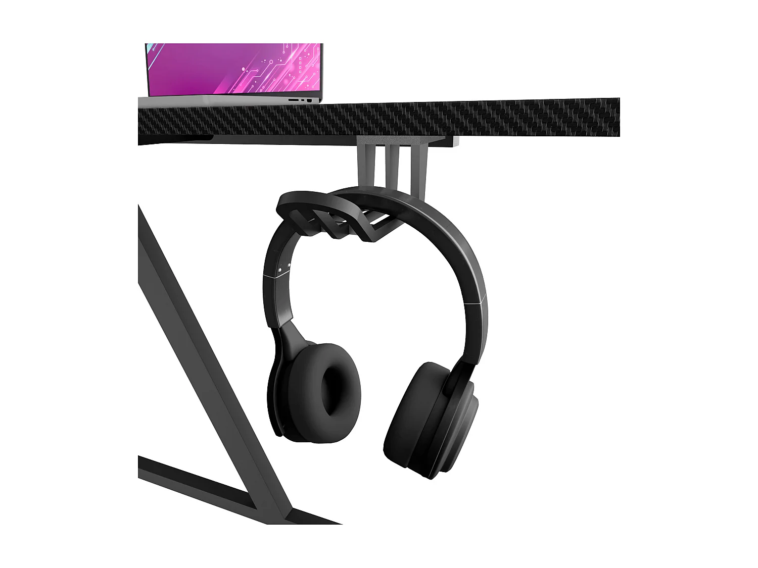 Shigeru - Secretária Gaming em L 140x99x76 cm com LED em MDF e Metal Preto