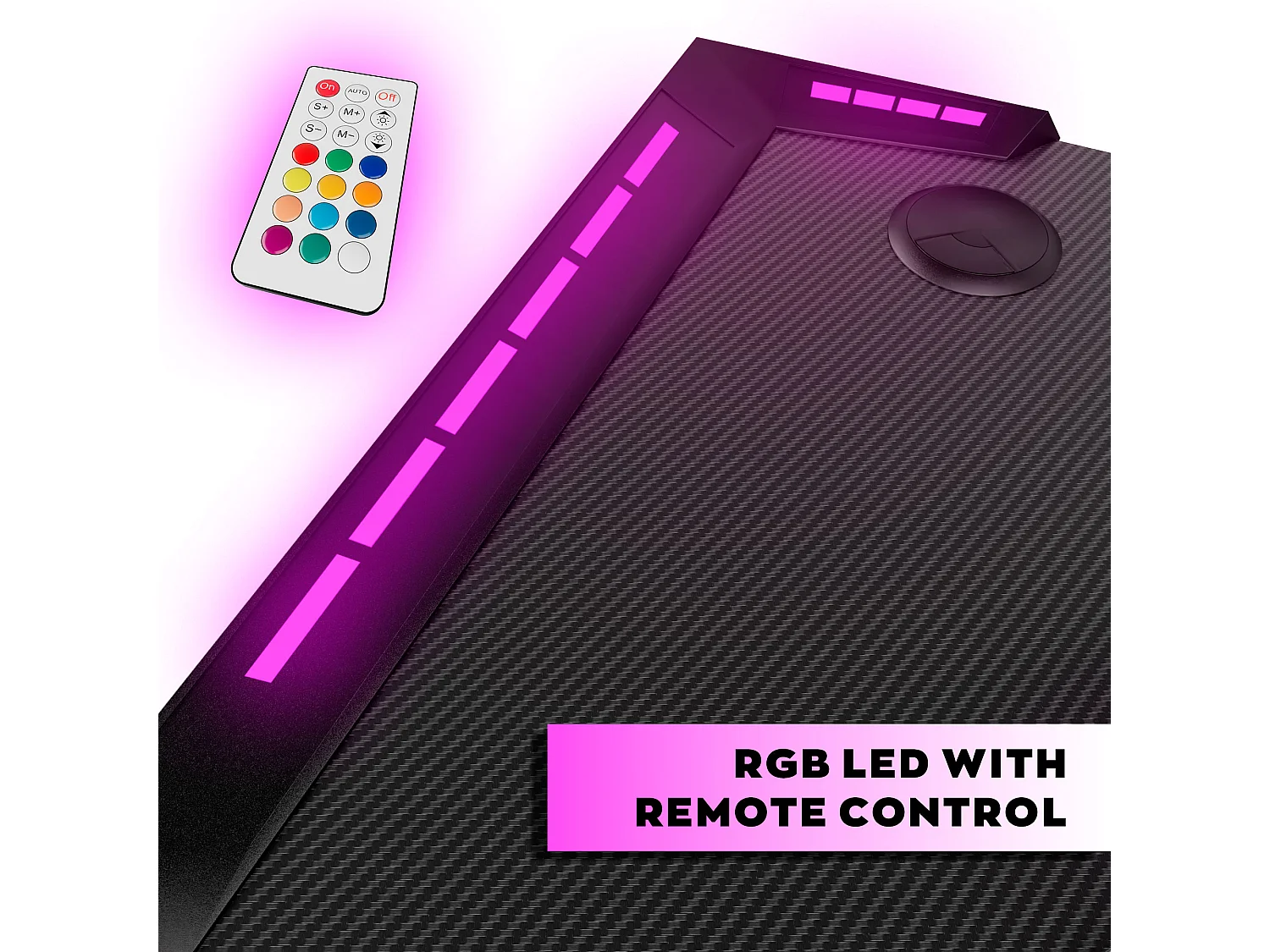 Shigeru - Secretária Gaming em L 140x99x76 cm com LED em MDF e Metal Preto