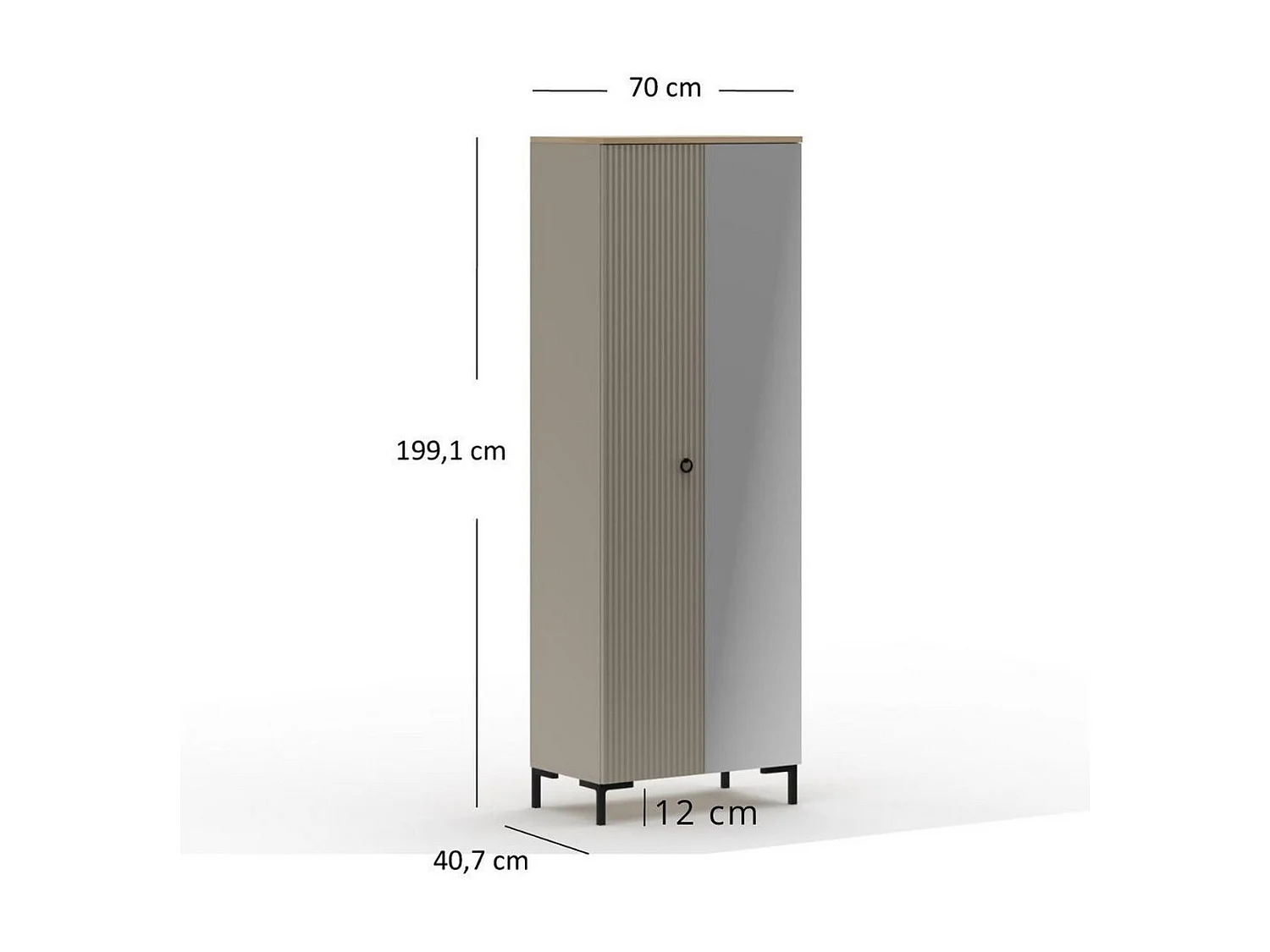 Armoire Lucrezia, Beige, 70x41x199 cm, Seven Design