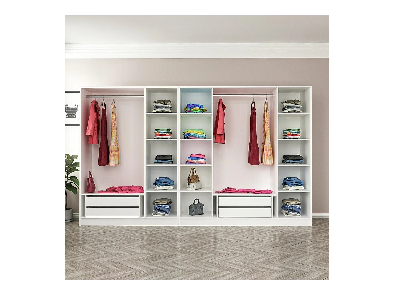 Armario Kale-6666 blanco negro 315x190x52 cm