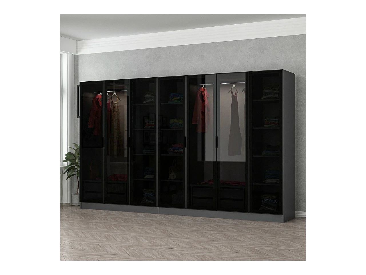 Armario Kale-6656 antracita negro 315x190x52 cm