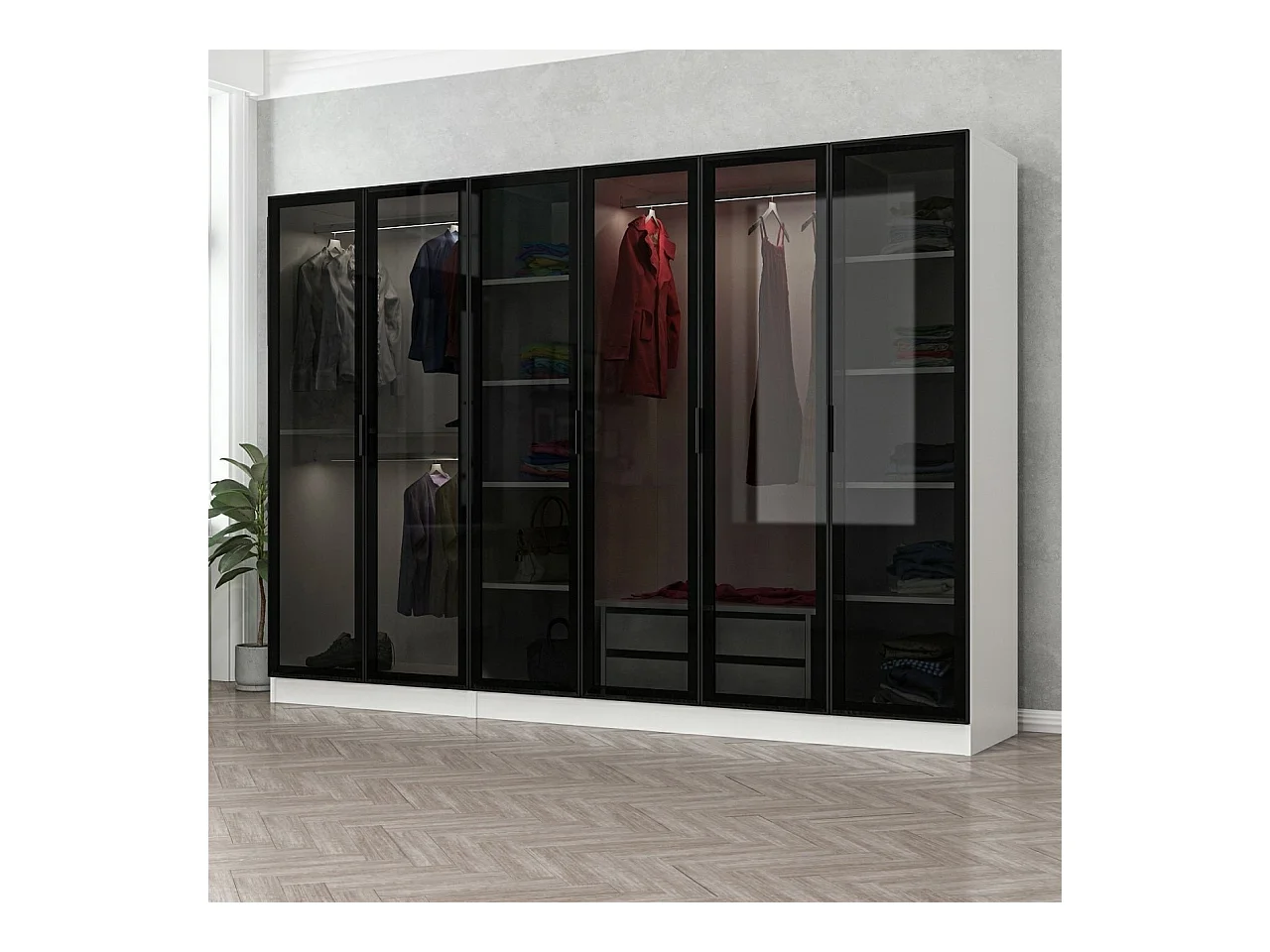 Armario Kale-6663 blanco negro 270x190x52 cm