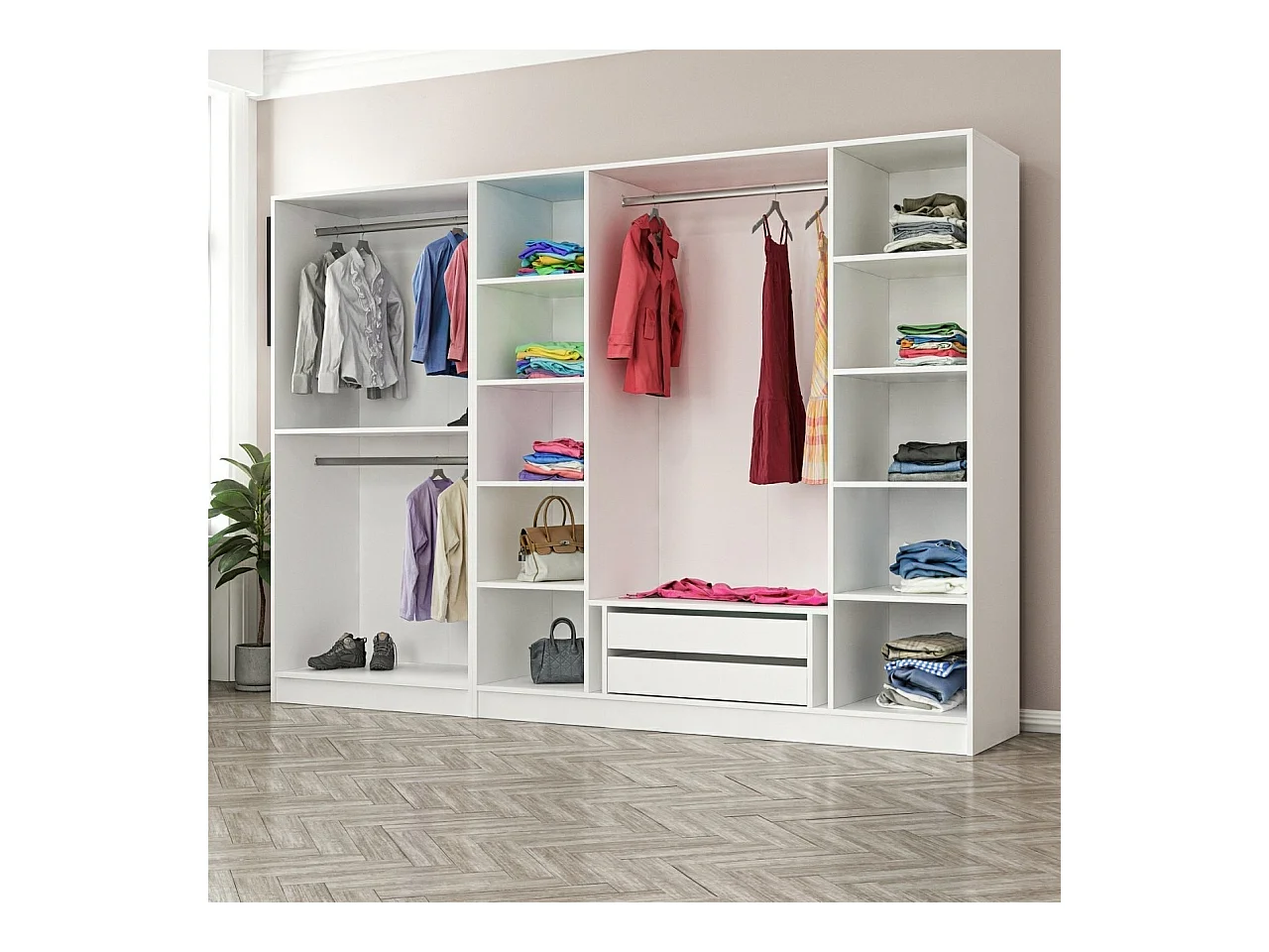 Armario Kale-6663 blanco negro 270x190x52 cm