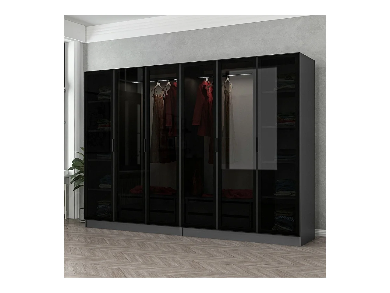 Armario Kale-6654 antracita negro 270x190x52 cm