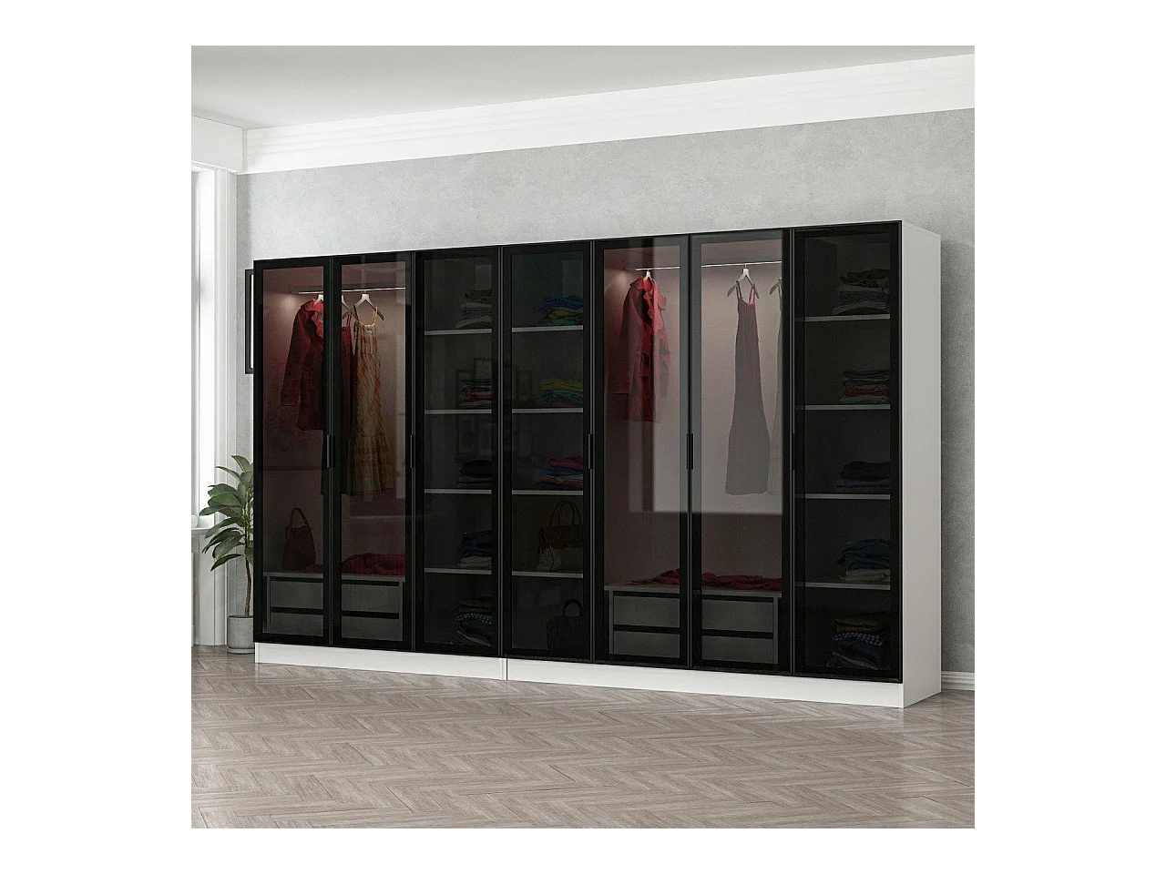 Armario Kale-6640 blanco negro 80x190x45 cm