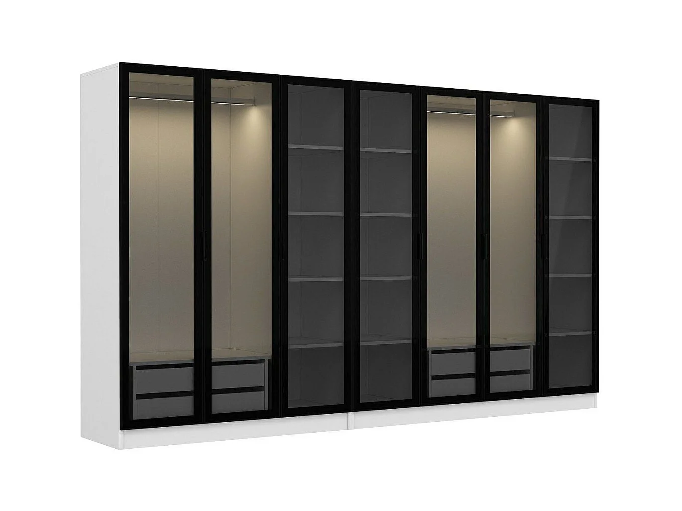 Armario Kale-6640 blanco negro 80x190x45 cm