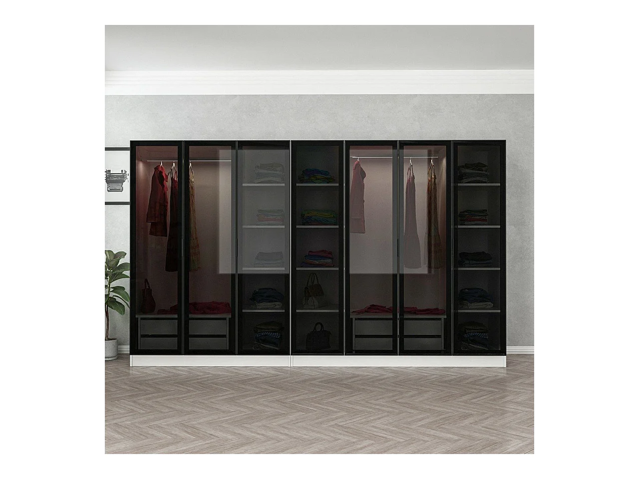 Armario Kale-6640 blanco negro 80x190x45 cm