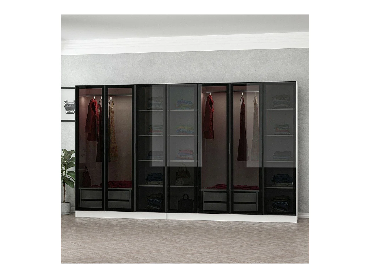 Armario Kale-6640 blanco negro 80x190x45 cm