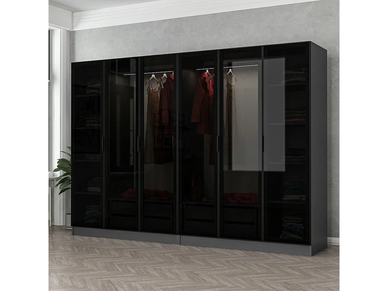 Armario Kale-6093 antracita negro 270x210x52 cm