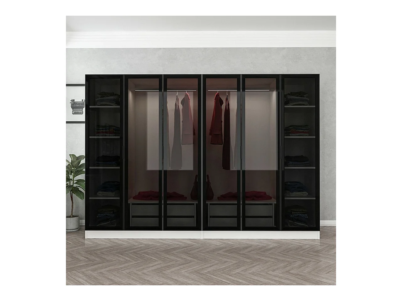 Armario Kale-6664 blanco negro 270x190x52 cm