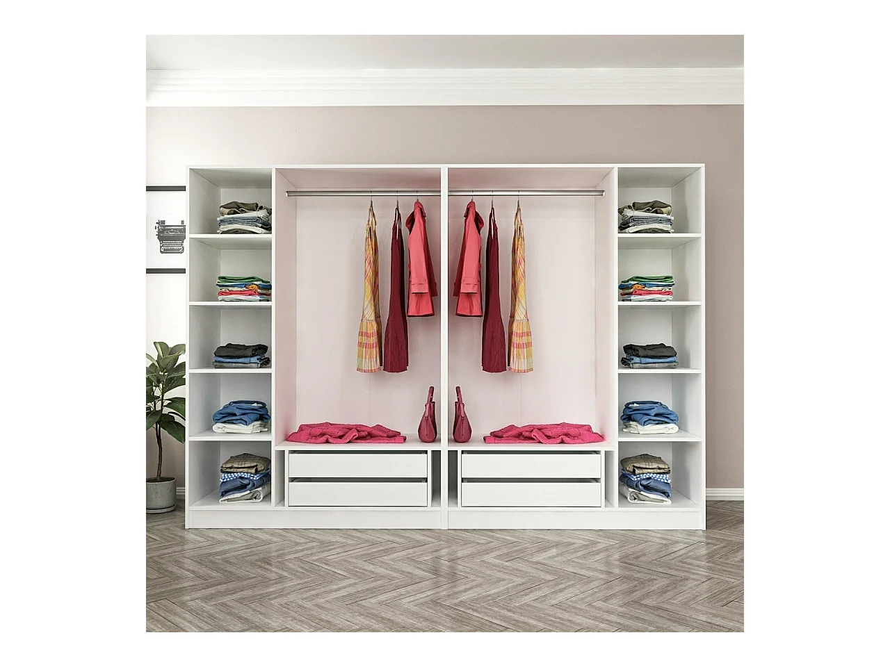 Armario Kale-6664 blanco negro 270x190x52 cm