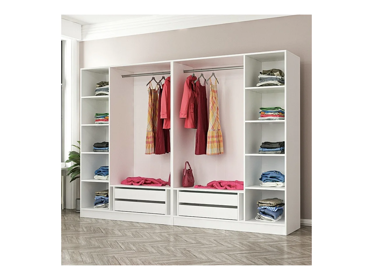 Armario Kale-6664 blanco negro 270x190x52 cm