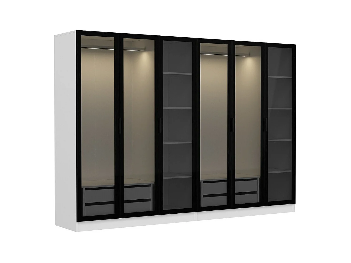 Armario Kale-6664 blanco negro 270x190x52 cm