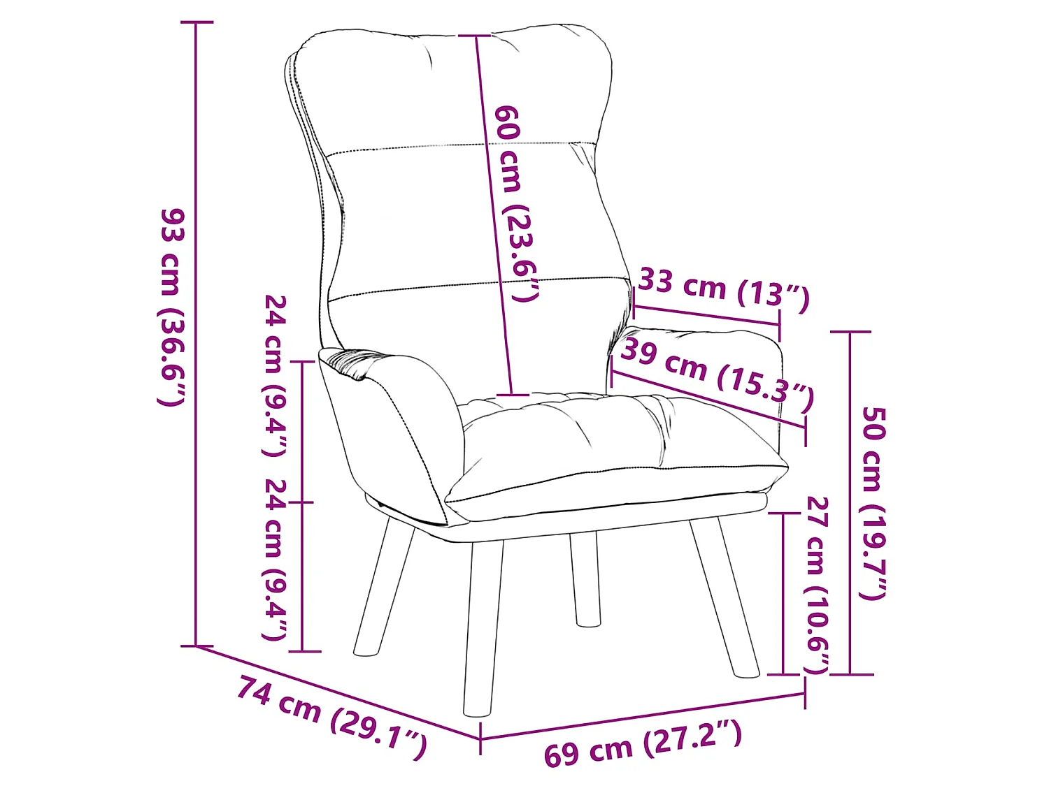 poltrona Grigio chiaro 69 x 74 x 93 cm Velluto