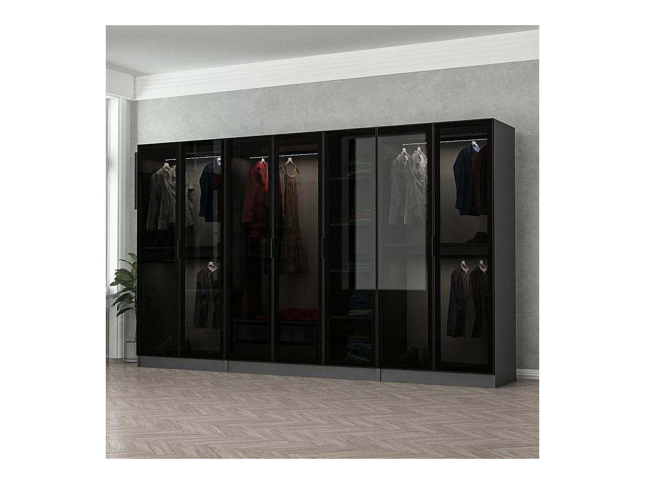 Armario Kale-6655 antracita negro 100x82x35 cm