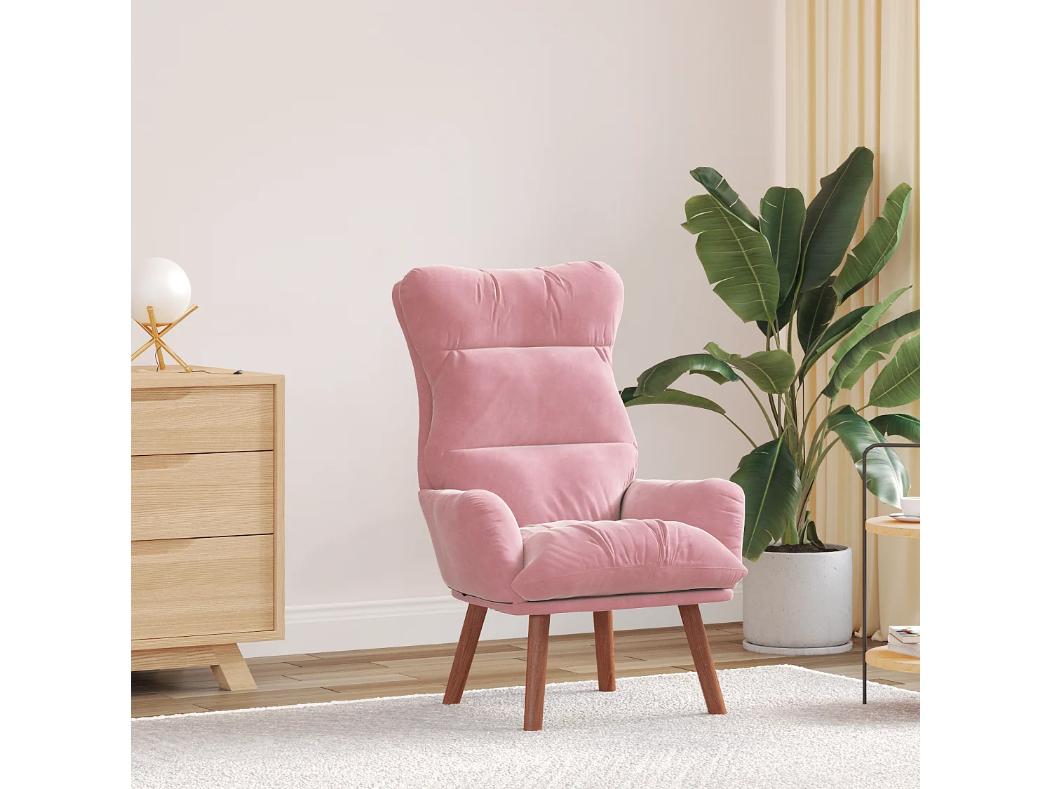 Fauteuil Relaxant en Velours Rose